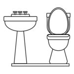 133758948 handwashing and toilet icon cartoon in black and white vector illustration graphic design